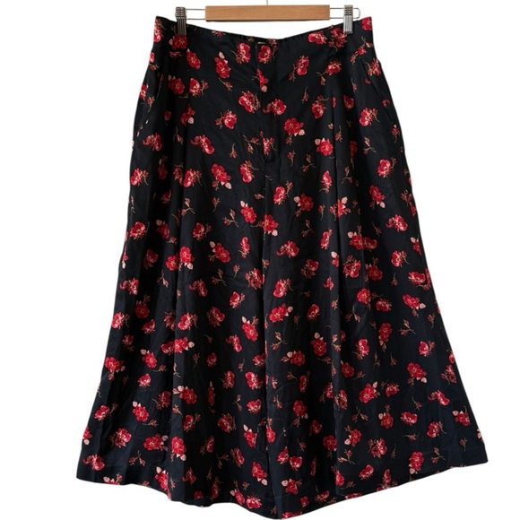 ANTHROPOLOGIE Maeve Floral Printed Wide Leg High Rise A-Line Culottes Size L NEW - Picture 2 of 9